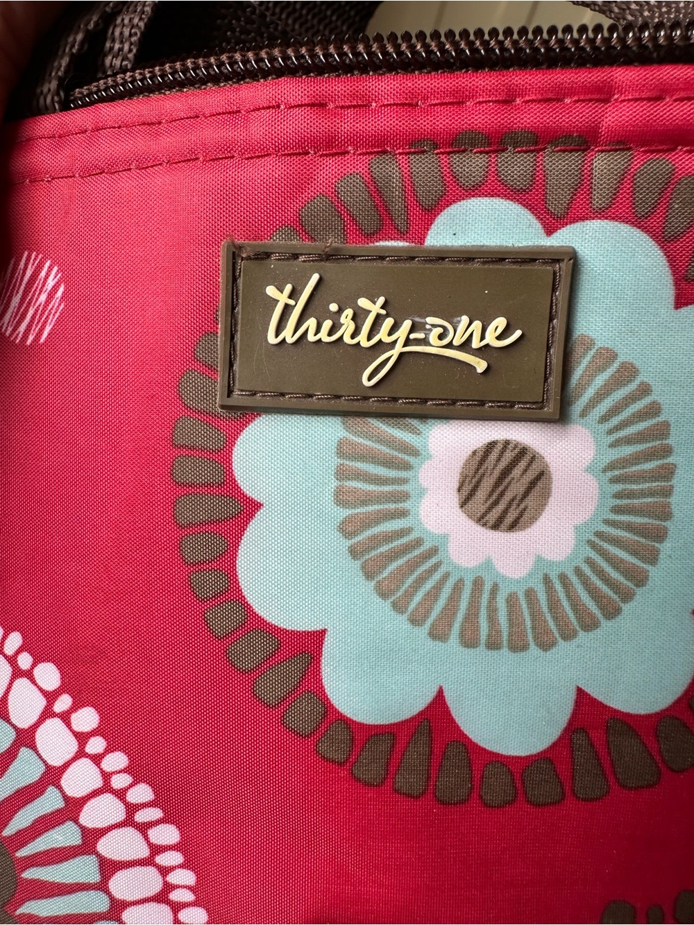 Thirty-One Insulated Lunch Tote Bag Red Floral‎ Monogrammed Letter P - Picture 3 of 7